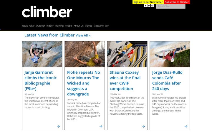 Screenshot von climber.co.uk