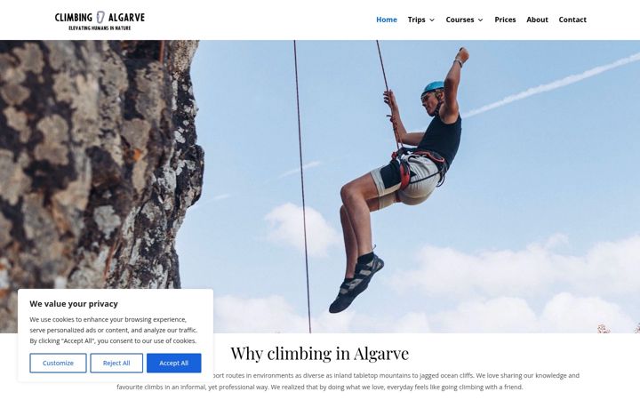 Posnetek zaslona climbingalgarve.pt