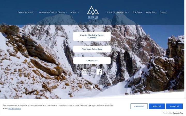 Screenshot of climbingthesevensummits.com