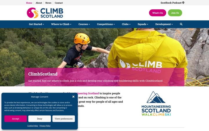 Captură de ecran a climbscotland.net