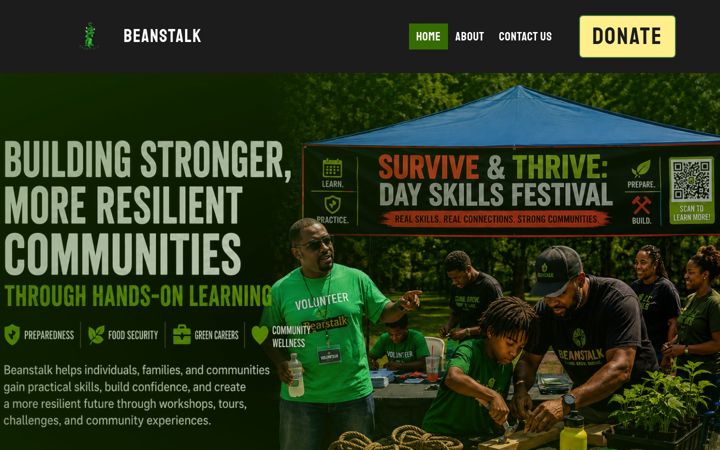 Screenshot stránky climbthebeanstalk.org