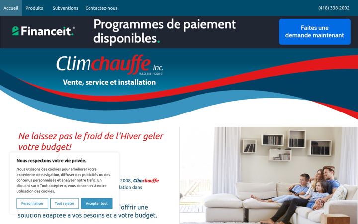Skärmbild av climchauffe.ca