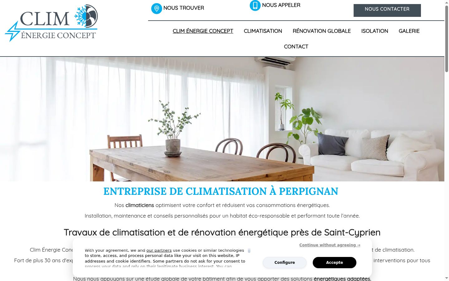 Screenshot of the consent banner shown before any interaction