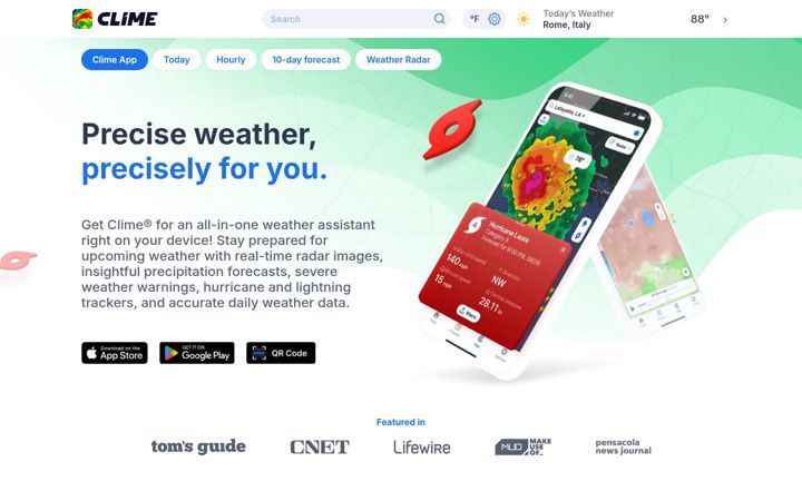Screenshot of climeradar.com