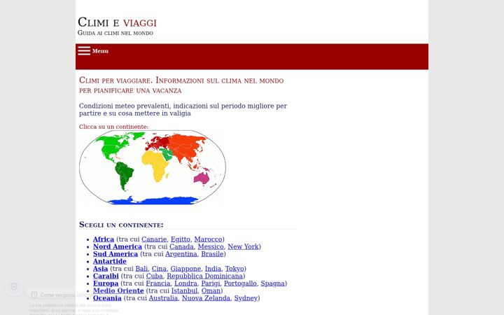 Screenshot of climieviaggi.it