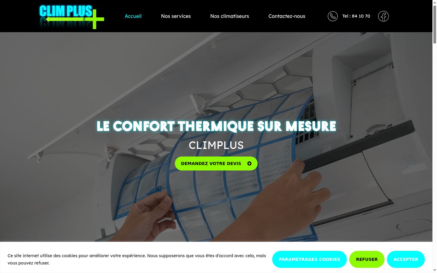 Capture d'écran de la bannière de consentement affichée avant toute interaction