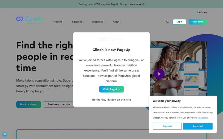 Screenshot of clinchtalent.com