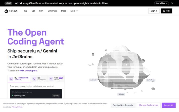 Screenshot of cline.bot