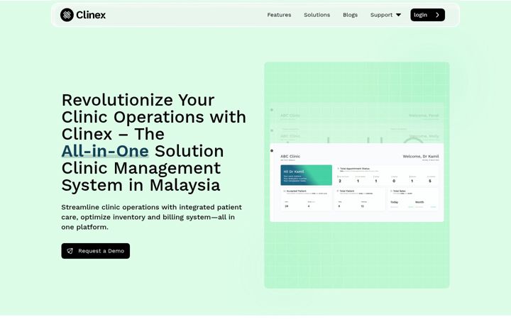 Screenshot of clinexmy.com