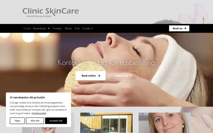 Screenshot of clinic-skincare.dk