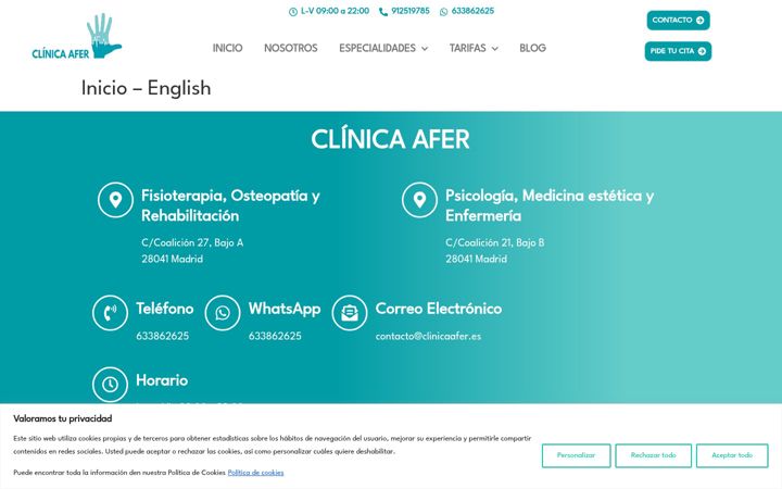 Екранна снимка на clinicaafer.es