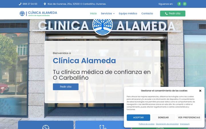 Екранна снимка на clinicaalameda.es
