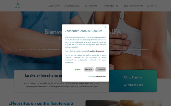 Екранна снимка на clinicaalfa.es