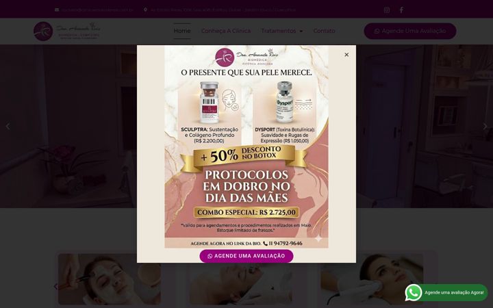 Screenshot van clinicaamandareis.com.br