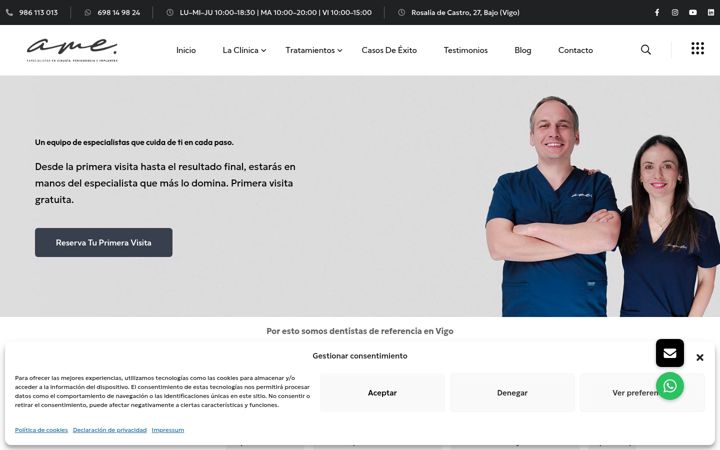 Екранна снимка на clinicaame.es