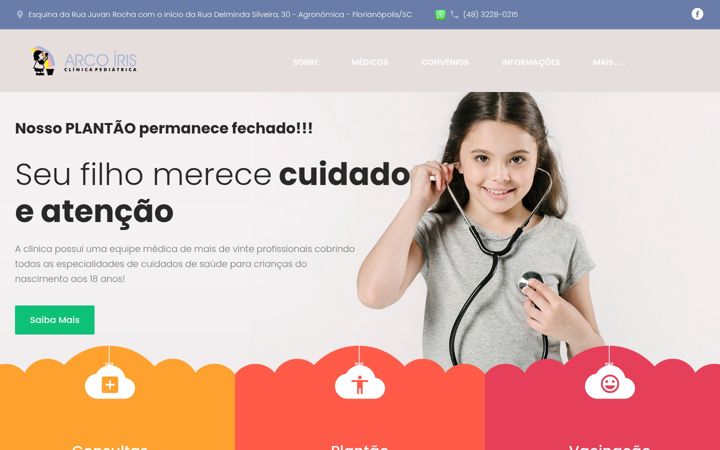 Screenshot of clinicaarcoiris.com.br