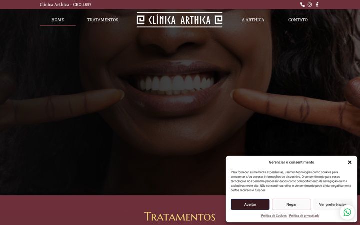 Screenshot of clinicaarthica.com.br