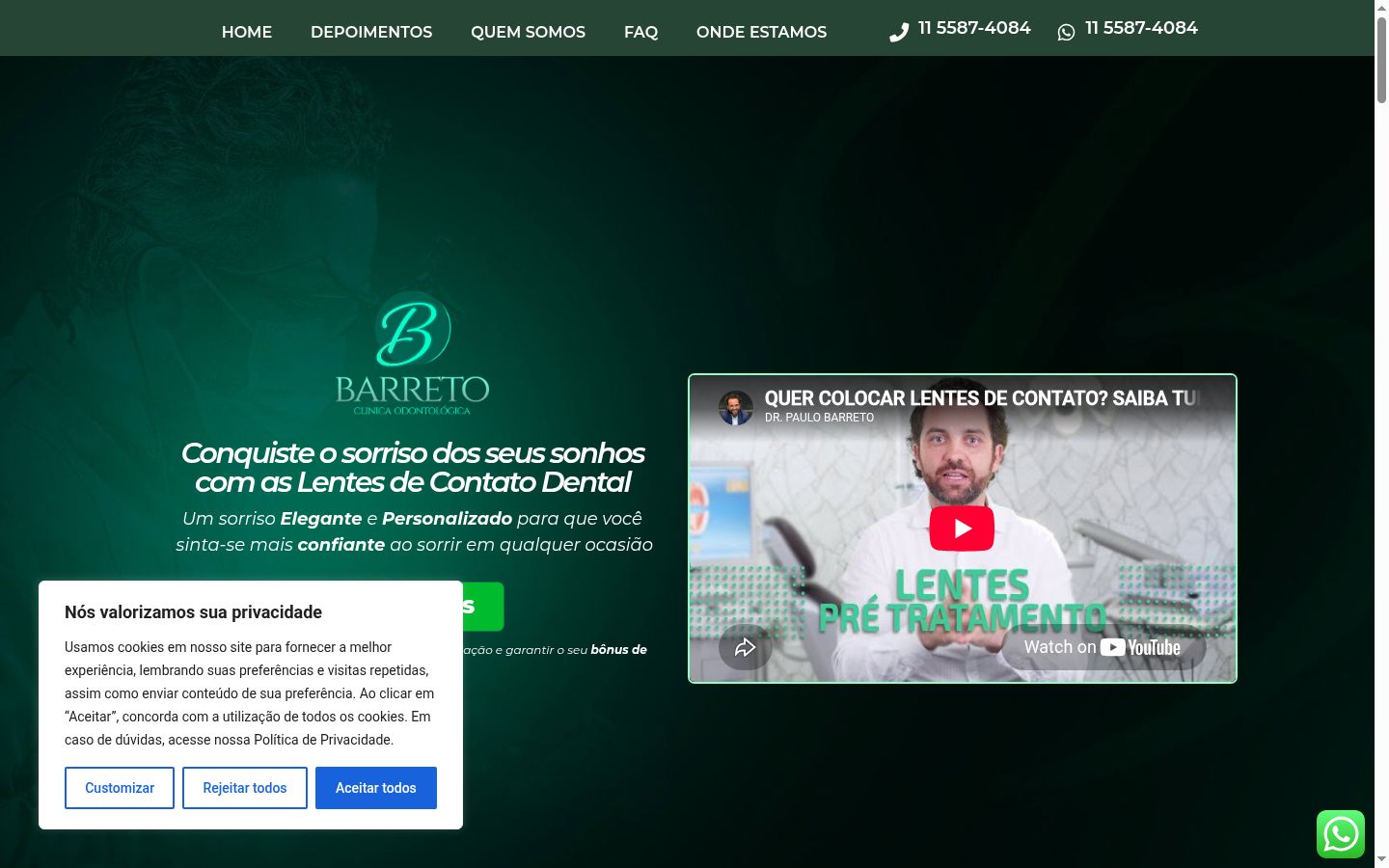 Screenshot del banner di consenso mostrato prima di qualsiasi interazione