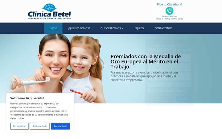 Screenshot stránky clinicabetel.org