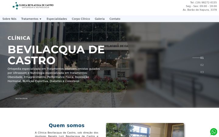 Screenshot van clinicabevilacquadecastro.com.br