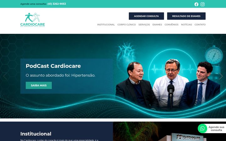 Captură de ecran a clinicacardiocare.com.br