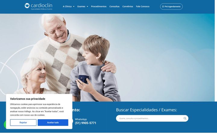 Captură de ecran a clinicacardioclin.com.br