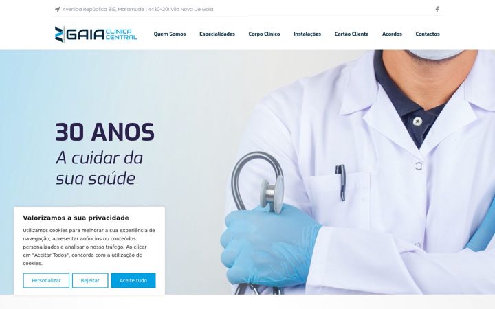 Posnetek zaslona clinicacentralgaia.pt