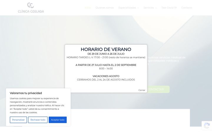 Captură de ecran a clinicacoslada.net