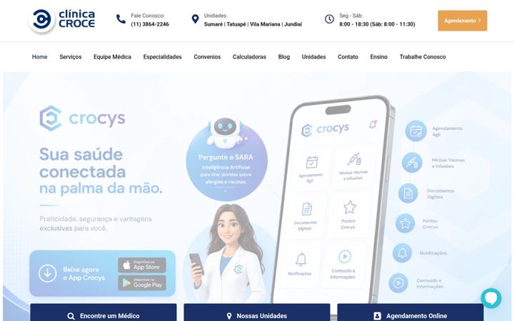 Screenshot of clinicacroce.com.br
