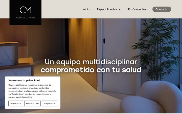 Captura de ecrã de clinicacymar.es