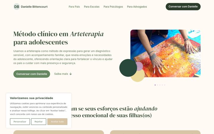 Screenshot of clinicadearteterapia.com.br