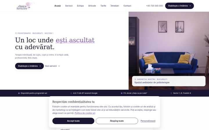 Zrzut ekranu clinicadefericire.ro