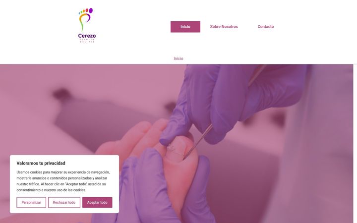 Captură de ecran a clinicadelpiecerezo.net