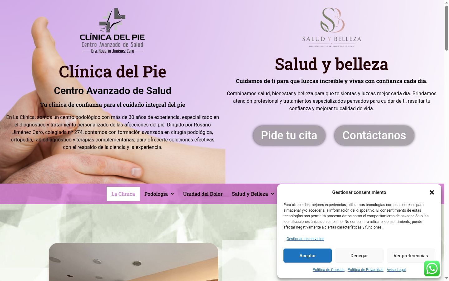 Captura de ecrã do banner de consentimento apresentado antes de qualquer interação