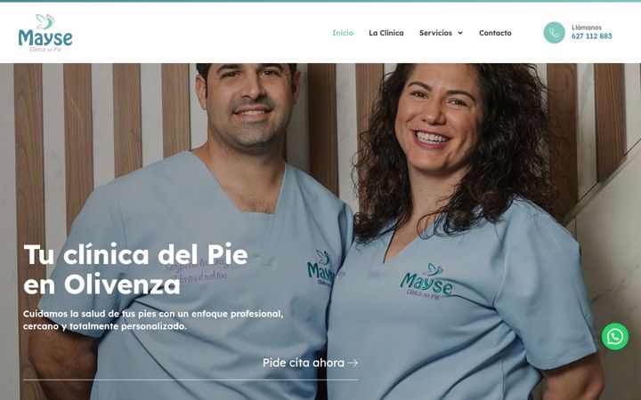 Screenshot of clinicadelpiemayse.com