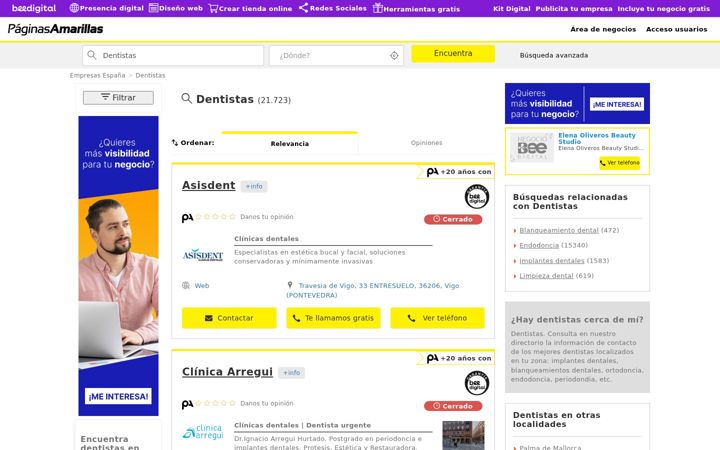 Screenshot ta' clinicadental-dentista.es