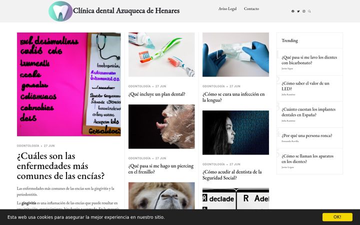 Screenshot of clinicadentalazuquecadehenares.es