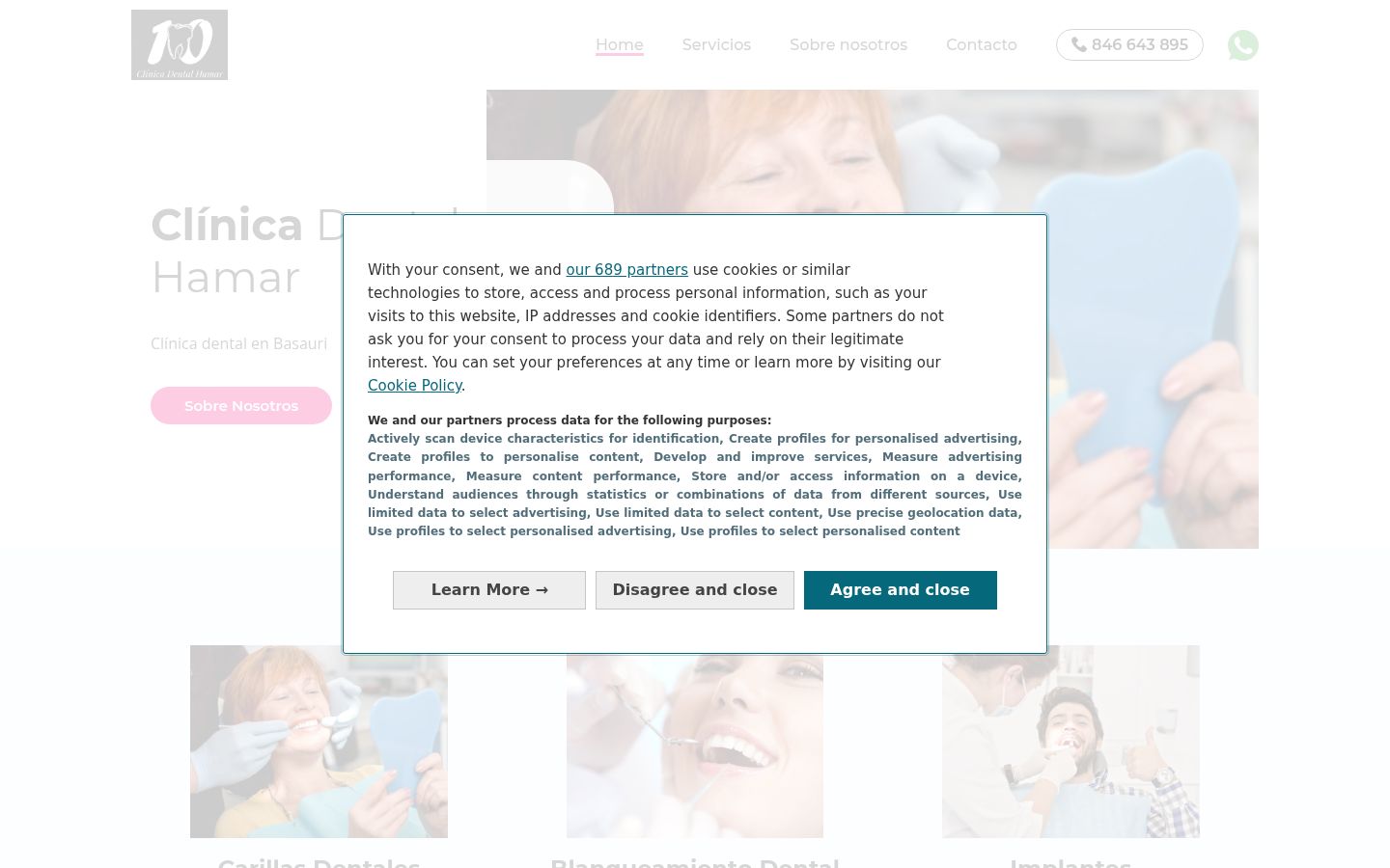 Screenshot tal-banner tal-kunsens muri qabel kwalunkwe interazzjoni
