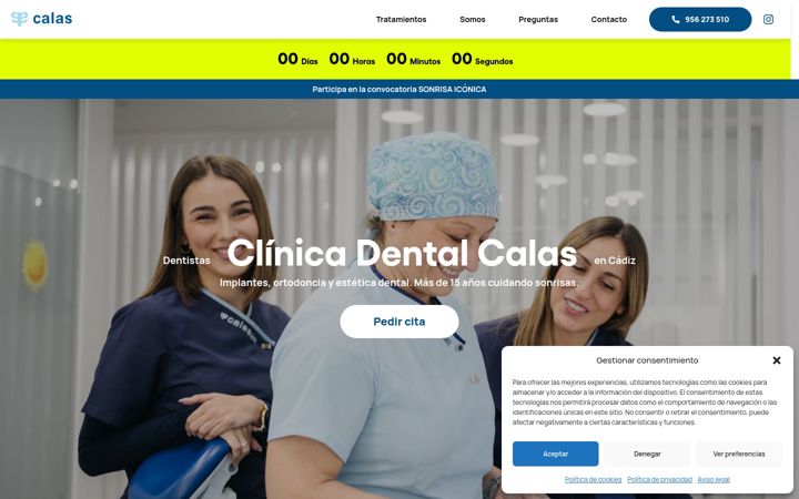 Captură de ecran a clinicadentalcalas.es