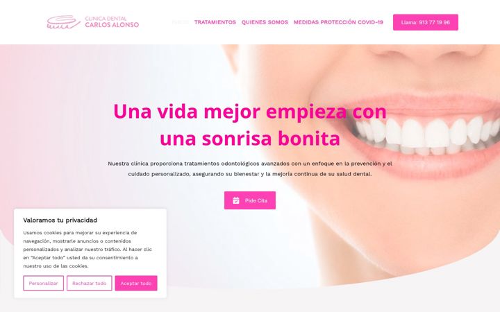 Screenshot of clinicadentalcarlosalonso.com