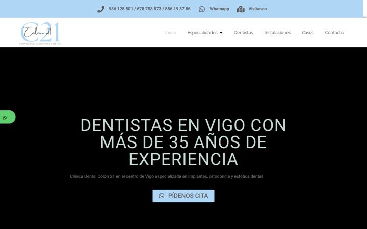 Screenshot of clinicadentalcolon21.com