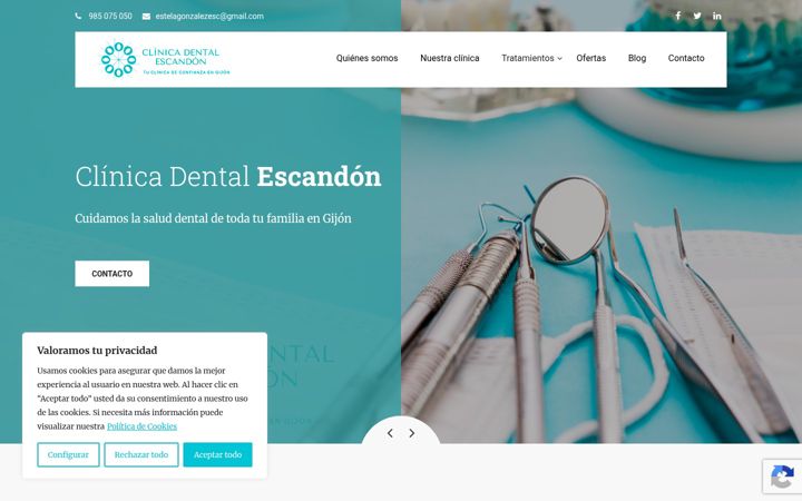 Captura de ecrã de clinicadentalescandon.es