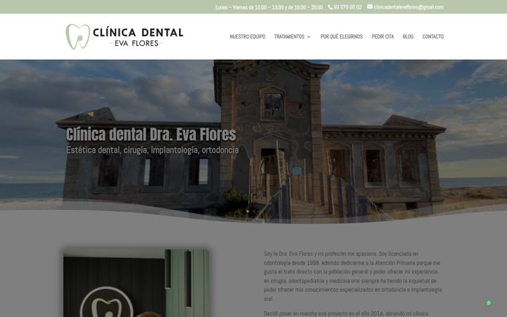 Screenshot of clinicadentalevaflores.com