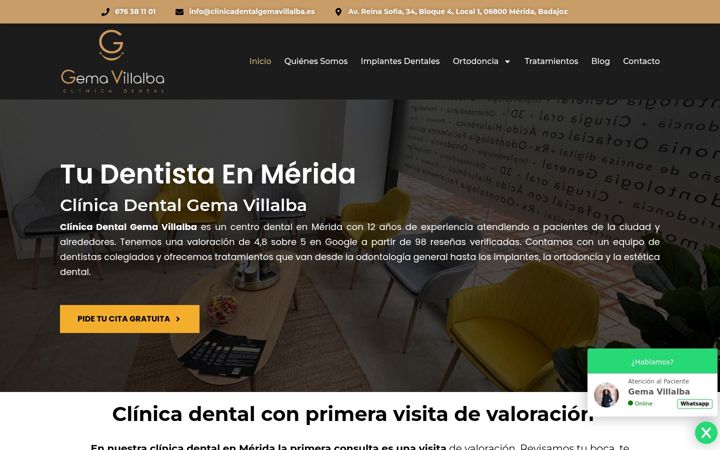 Captura de ecrã de clinicadentalgemavillalba.es