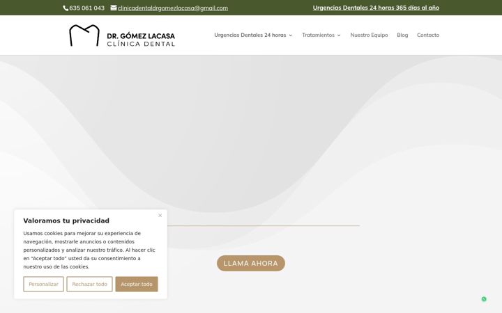 Snímek obrazovky clinicadentalgomezlacasa.es