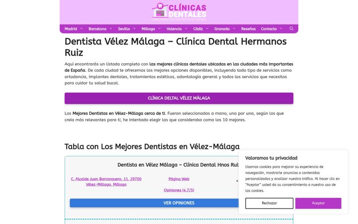 Screenshot of clinicadentalhnosruiz.es