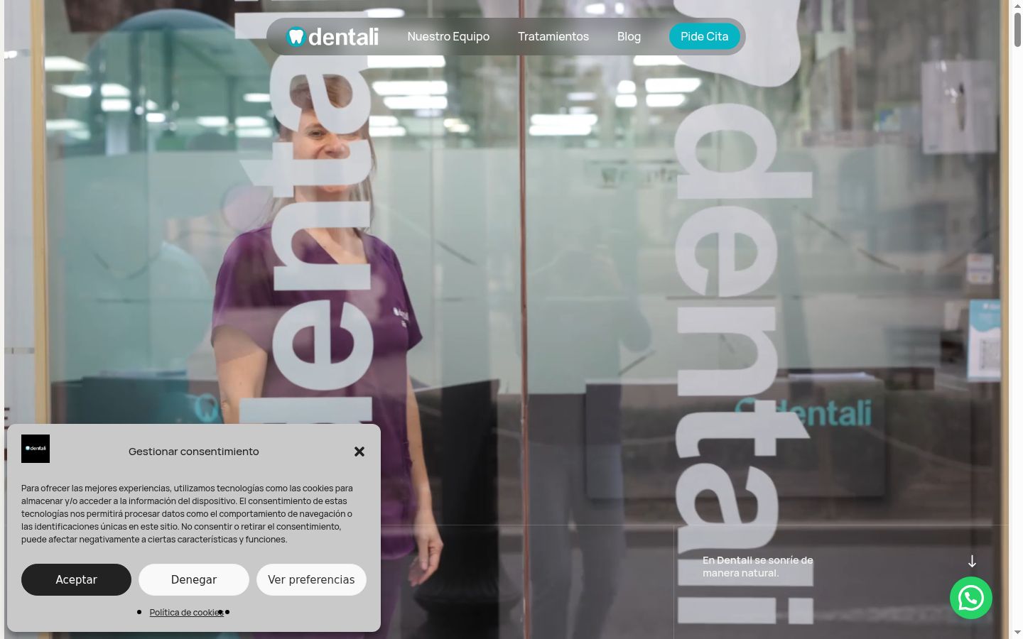 Screenshot del banner di consenso mostrato prima di qualsiasi interazione