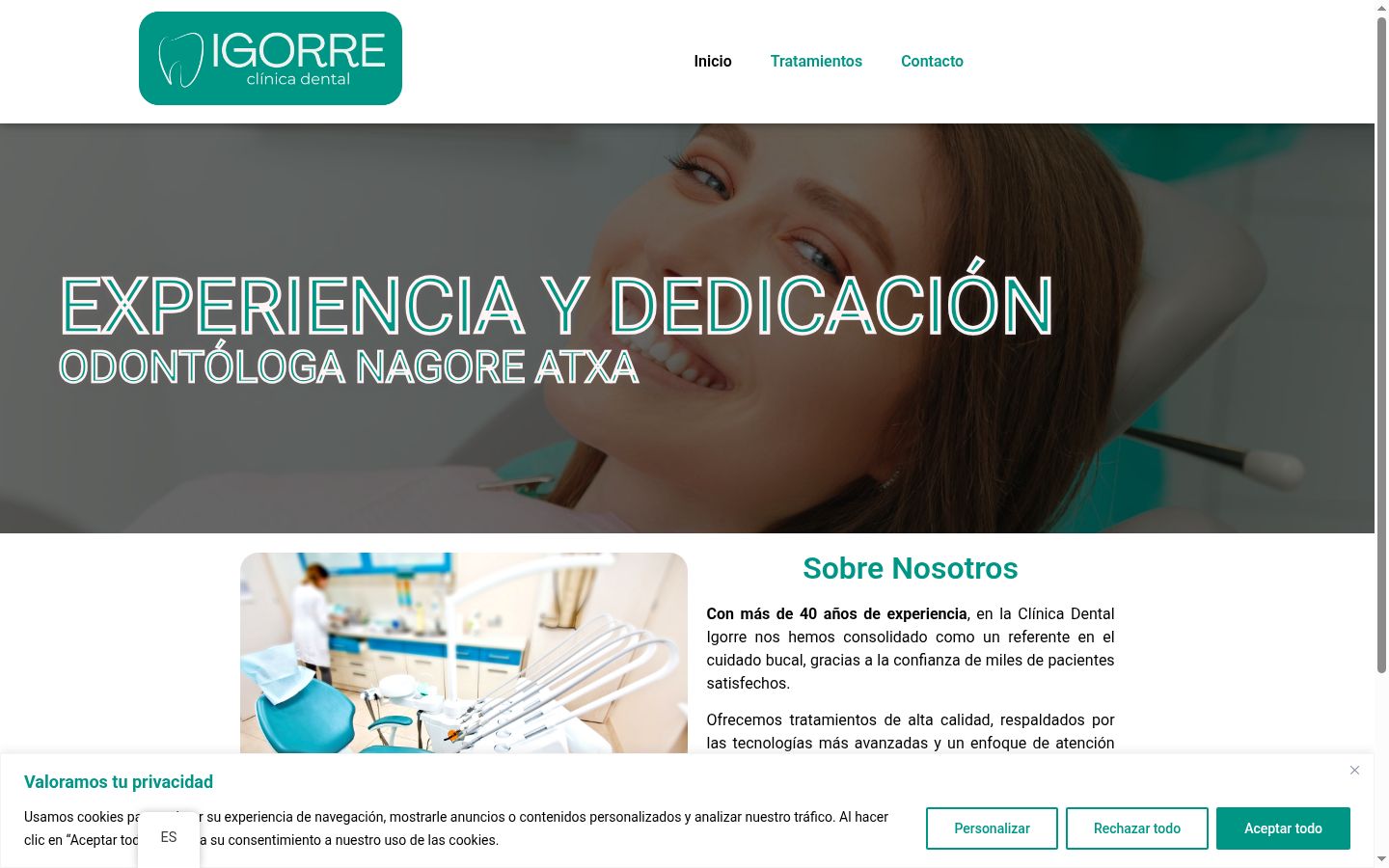 Captura de ecrã do banner de consentimento apresentado antes de qualquer interação