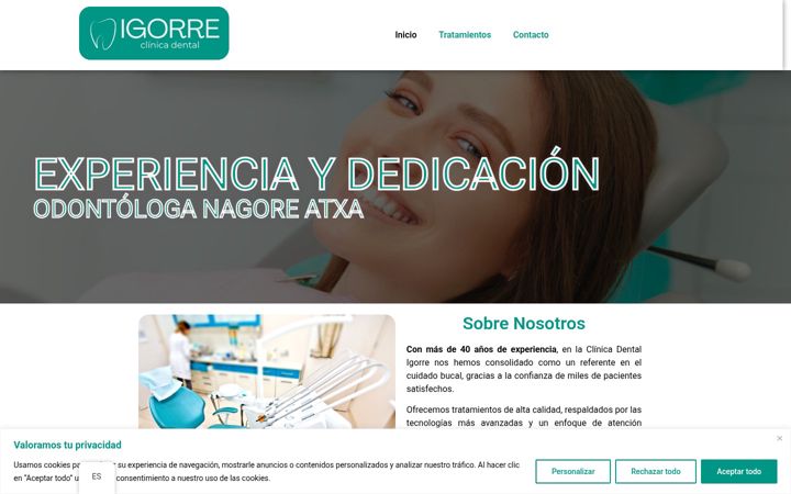 Screenshot of clinicadentaligorre.com