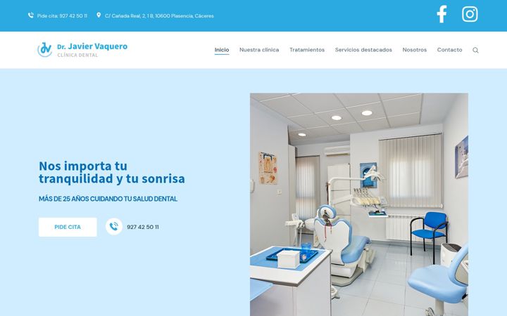 Screenshot of clinicadentaljaviervaquero.com